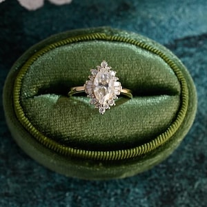 Starburst marquise cut moissanite engagement ring vintage art deco Antique Promise Ring anniversary gift for women/wife