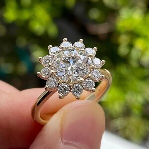 2 CT Round brilliant cut moissanite engagement ring hidden halo ring unique design promise ring anniversary gift for women/wife