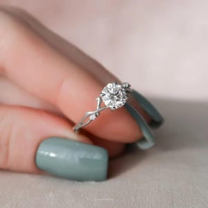1.50 CT Round cut moissanite engagement ring 14K Solid white gold promise ring anniversary gift for women/wife