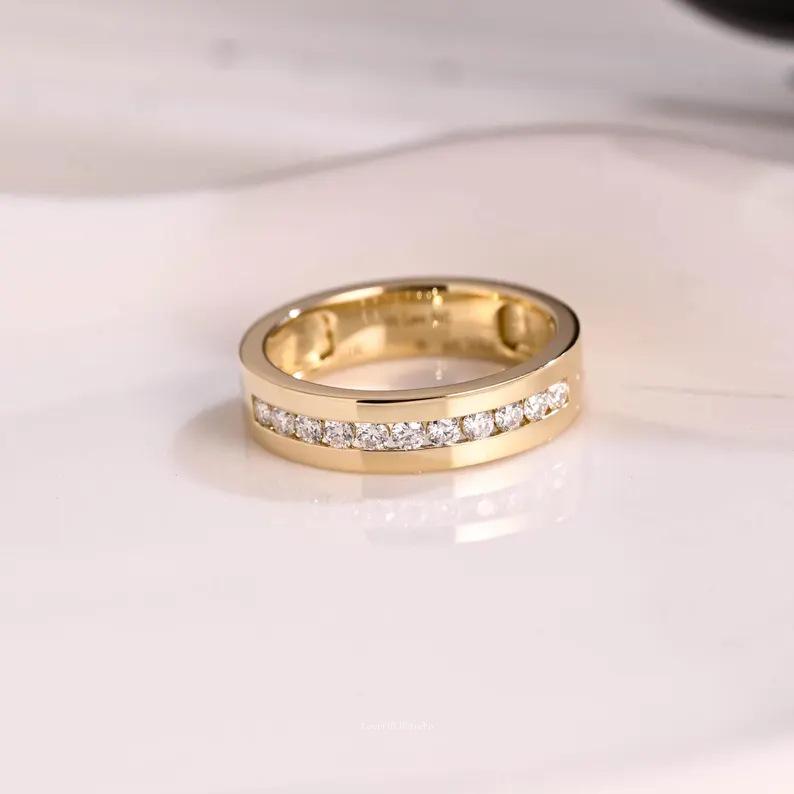 Solid Gold Moissanite Wedding Band, Vintage Anniversary Ring - Etsy