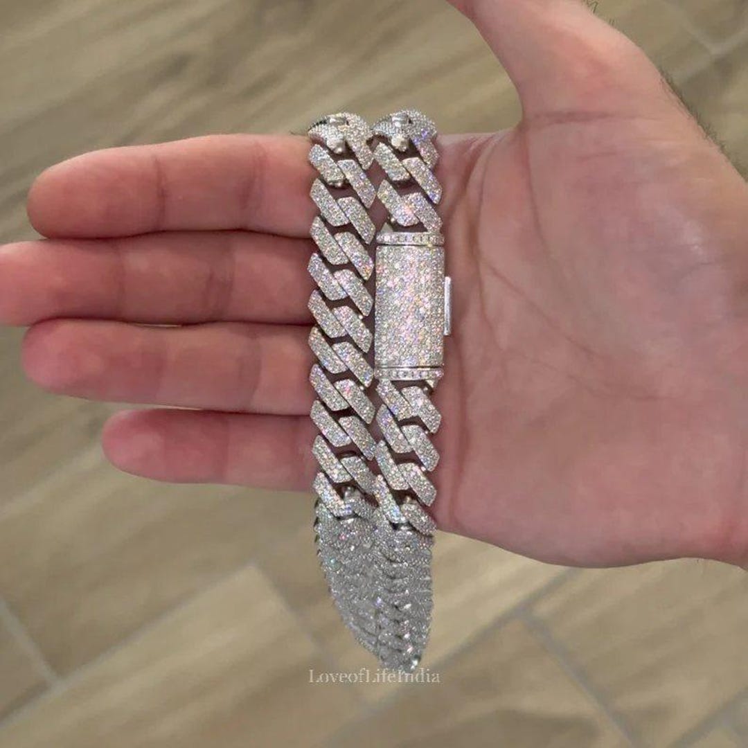 VVSモアサナイト スタッズ マイアミ キューバンチェーン VVS モアッサナイト マイアミ キューバン リンクチェーン - 925