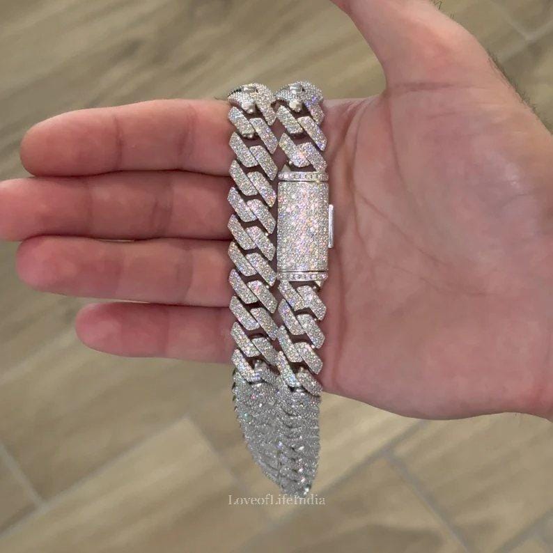 VVSモアサナイト スタッズ マイアミ キューバンチェーン VVS モアッサナイト マイアミ キューバン リンクチェーン - 925