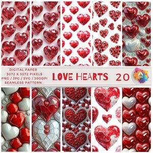 Borsa tote con motivo senza cuciture Love Hearts, borsa per la spesa riutilizzabile, ecologica, design a cuore, regalo di San Valentino