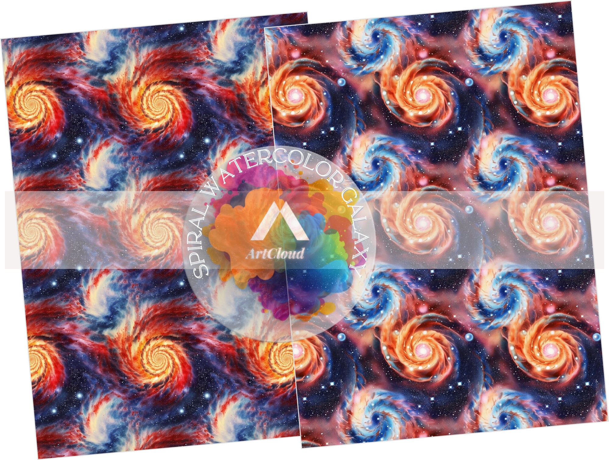 Spiral WATERCOLOR GALAXY Digital Paper, SEAMLESS Pattern - Etsy