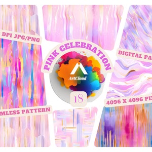 Roze viering naadloos patroon, roze feestdecor, digitale download, afdrukbare cadeauverpakking, scrapbooking, uitnodigingsontwerp