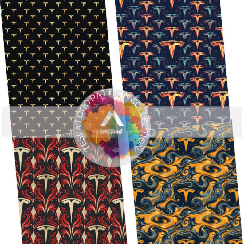 3691963 Tesla Pattern Tesla Logo Seamless Pattern Collection, Digital Paper, Instant Download ...