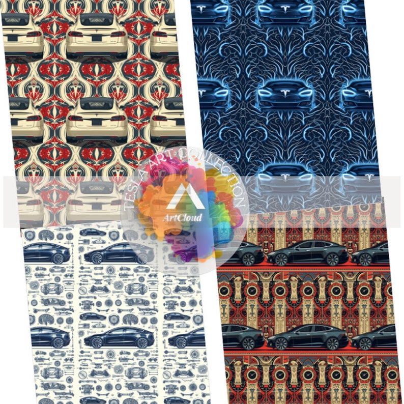Seamless Pattern Tesla Art Collection, Geometric Wall Art, Minimalist ...