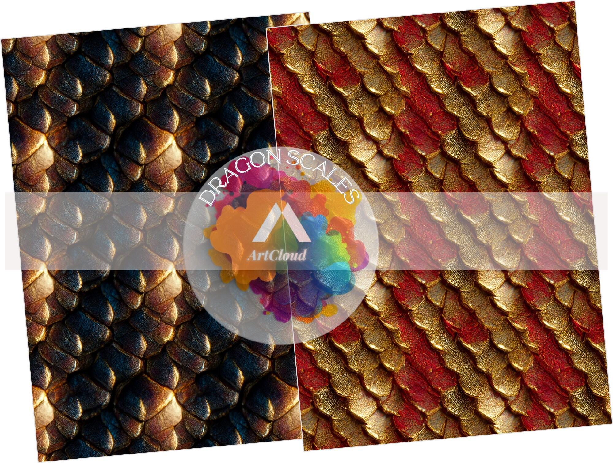 Dragon Scales SEAMLESS Digital Paper, Printable Pattern, Fantasy ...