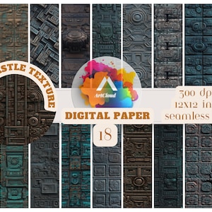 Främmande slott textur digitalt papper, sömlöst mönster