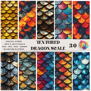 Textured Dragon scale SEAMLESS Digital Paper, Printable Pattern, Fantasy Scrapbook Paper, Crafting Background, Instant Download.
