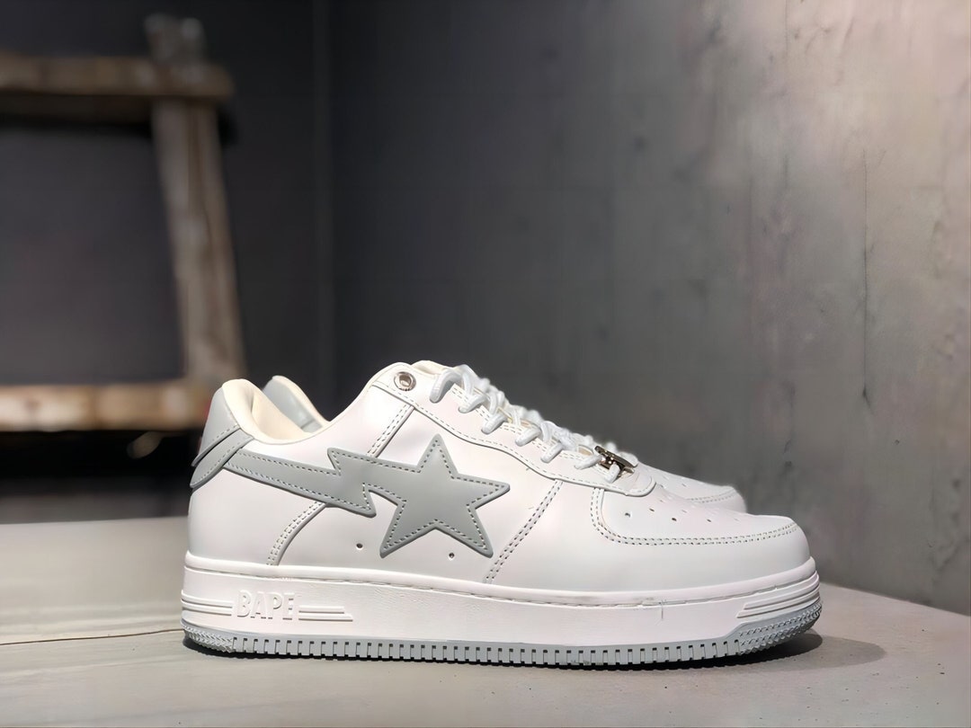 Gray and White Custom AF1 Air Force 1 Glitter Bapesta - Etsy