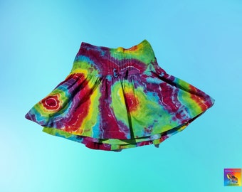 Upcycled girls rainbow tie dye twirly skirt (age 7-8yrs)