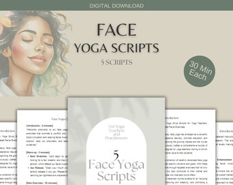 5 Face Yoga Scripts for Yoga Teachers and Practitioners, Digital Printables For Anti Aging and Firm Skin