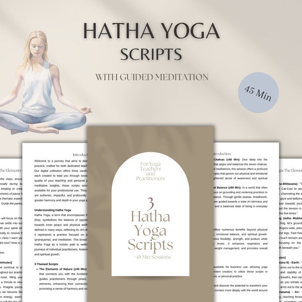 3 Hatha Yoga Scripts with Guided Meditation Yoga Sequences | Chakras, Elements, Inner Peace and Balance
