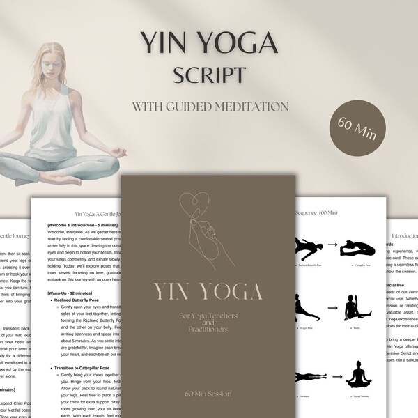 60 Min Yin Yoga Script for Yoga Classes With Visual Yoga Sequence | Guided Meditation Yoga | 60 min Yoga Class Script
