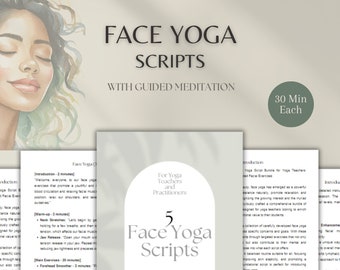 5 scripts de yoga facial pour professeurs et praticiens de yoga, imprimables numériques pour une peau anti-âge et ferme