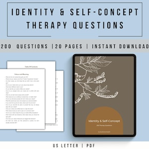 200 Identity and Self-Concept Therapy Questions for Counselors and Coaches | Therapy Tools for Self-Discovery | Digital PDF Download