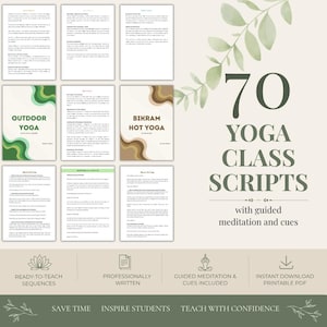 Yoga Script Bundle with 70+ Ready-to-Use Yoga Sessions | Guided Meditation PDF Download