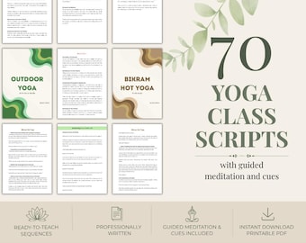 Yoga Script Bundle with 70+ Ready-to-Use Yoga Sessions | Guided Meditation PDF Download