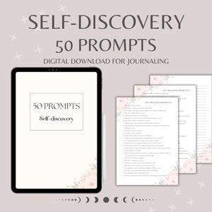 50 Self-Discovery Journal Prompts | Self-Care & Reflection Exercises for Personal Growth | Downloadable Printable PDF