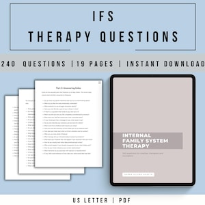 IFS Therapy Questions | Internal Family Systems Therapy | Healing Prompts Trauma Recovery Worksheet | Digital Mental Health Tool
