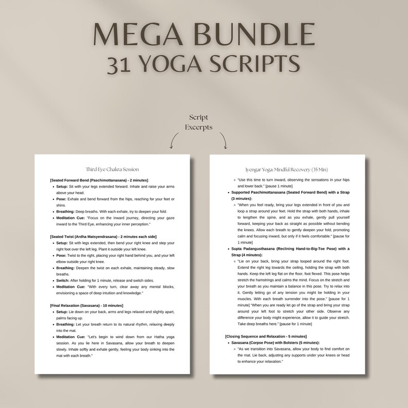 Yoga Script Bundle With 30+ Ready-to-use Yoga Sessions | Guided ...