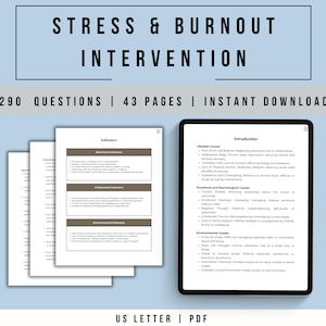 290 Therapy Questions for Stress and Burnout – Counseling Tools for Therapists, Coaches, and Mental Health Professionals – Digital Download