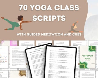 Paquete de guiones de yoga con más de 70 sesiones de yoga listas para usar / Descarga de PDF de meditación guiada