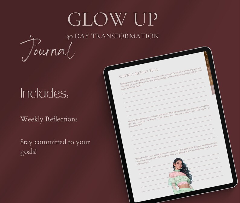 30-day Glow up Journal | Transformation Workbook for Personal Growth ...