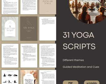 Yoga Script Bundle with 30+ Ready-to-Use Yoga Sessions | Guided Meditation PDF Download
