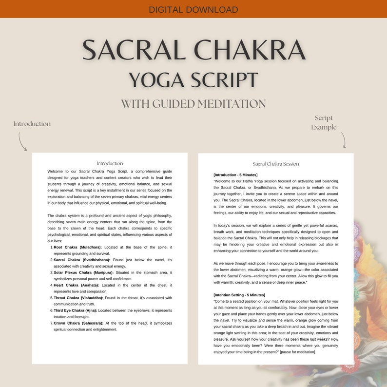 Sacral Chakra Yoga Script Hatha Yoga Sequence 60 Min Yoga Session ...
