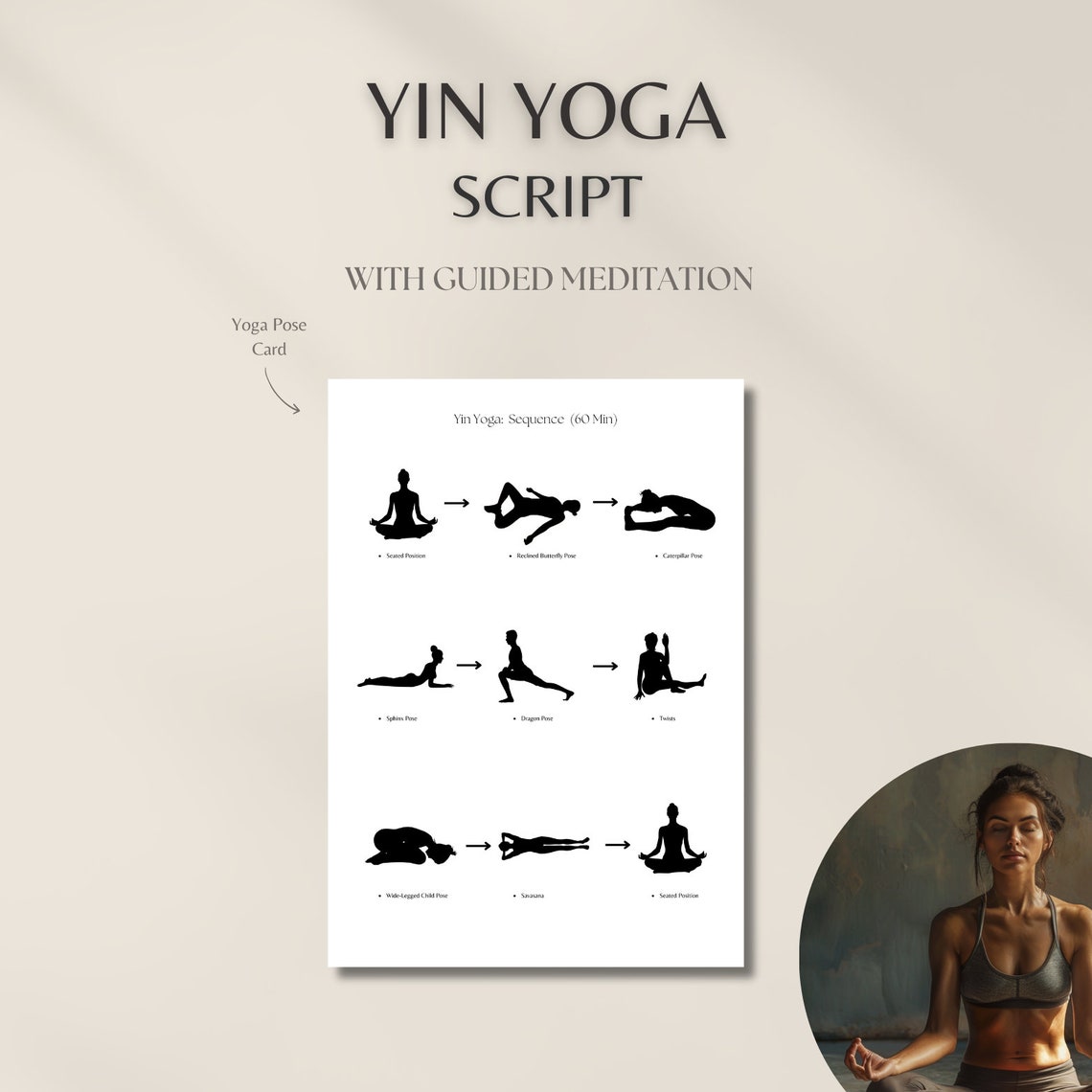 60 Min Yin Yoga Script for Yoga Classes With Visual Yoga Sequence ...