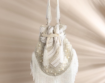Pearl & Crystal Beaded Potli Bag: Indian Wedding Clutch