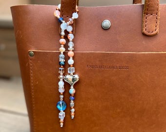 Beaded Purse Charm: Fire and Ice Stone & Glass Bag Accessory