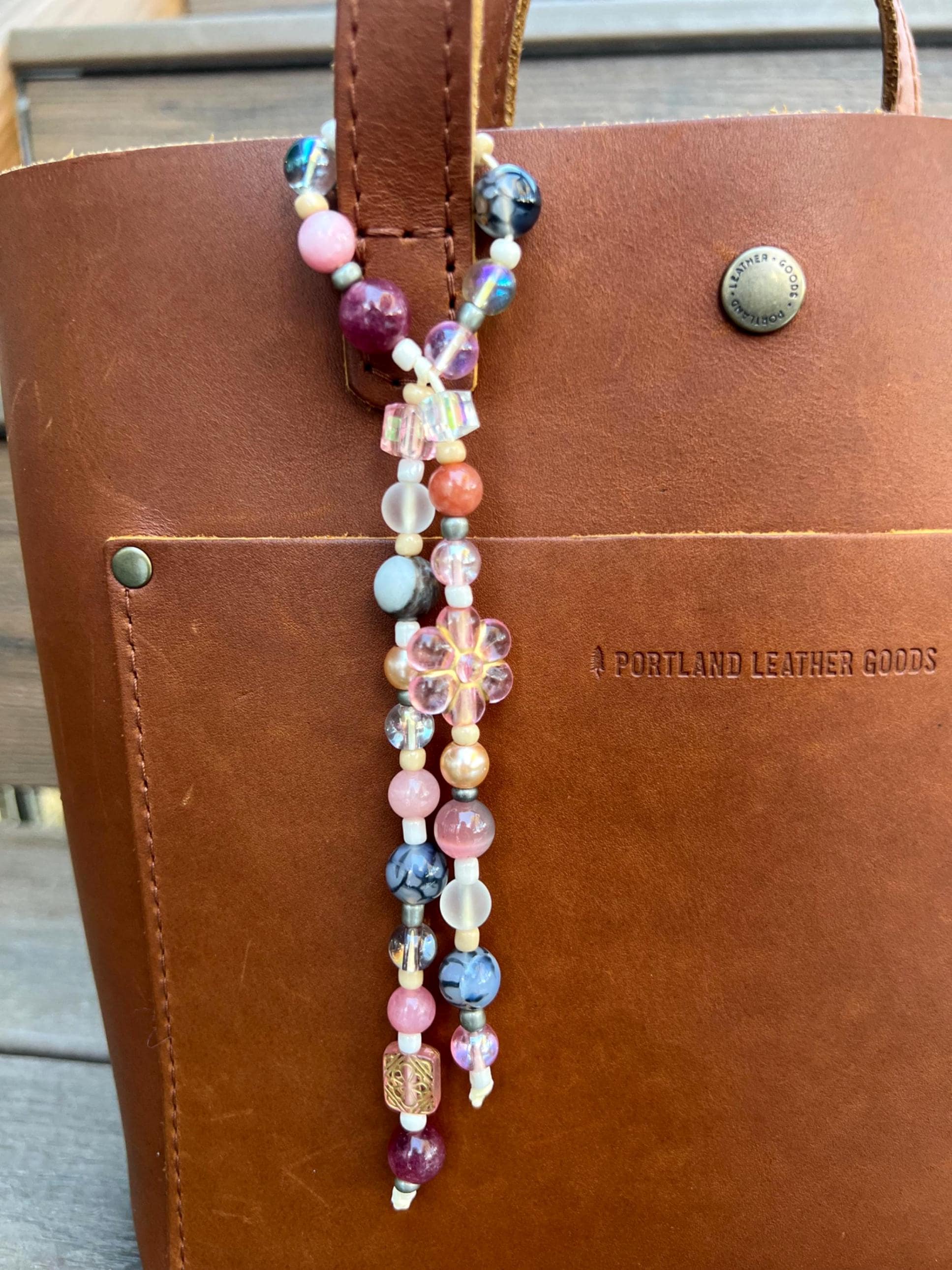 Beaded Purse Charm: Stone Accent Beads, Vintage Style