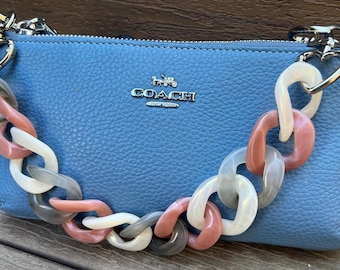 Chunky Purse Chain - Bag Strap - Pink / Gray / Pearl White - Lightweight Resin Chain