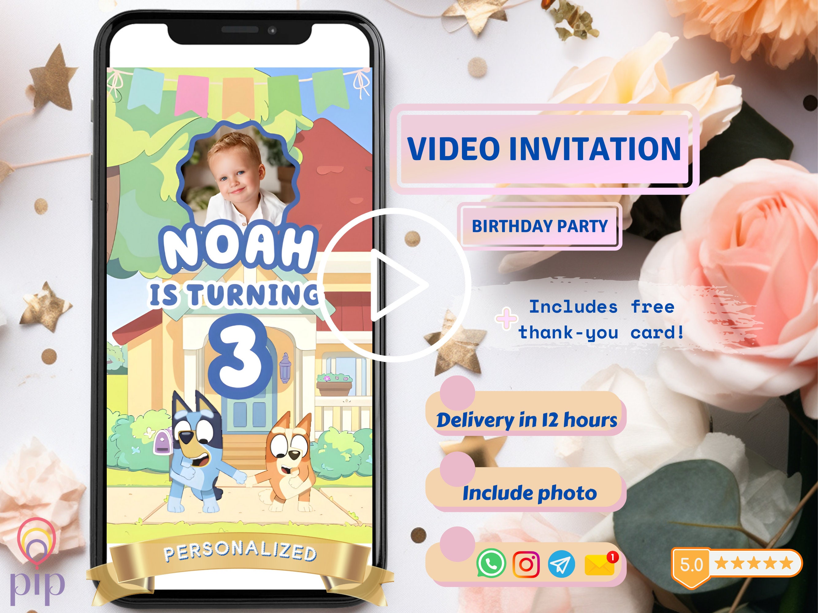 Blue Dog Invitation Template - Boys