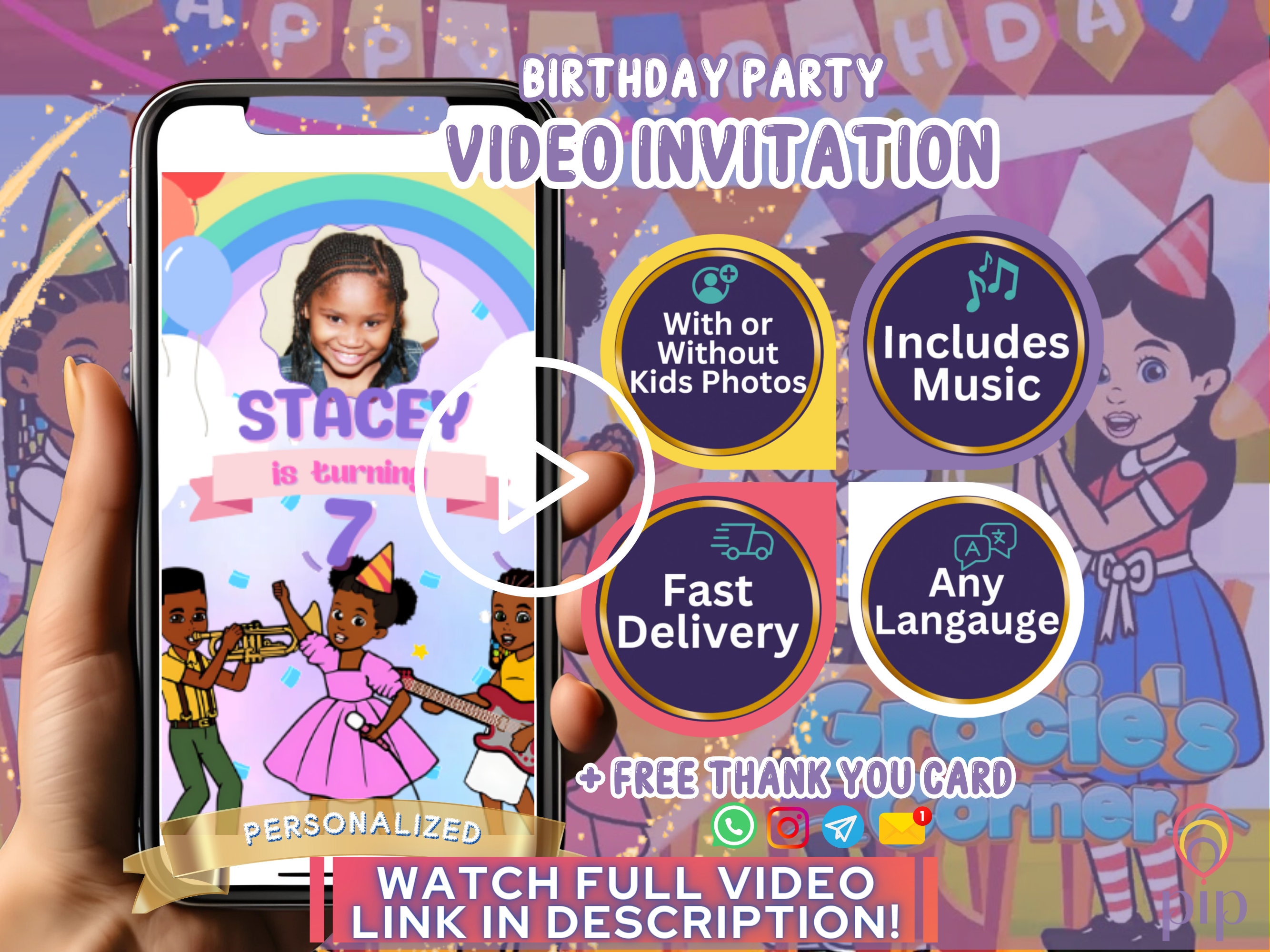 Gracie s Corner Invitation Template Birthday Digital Video Invite