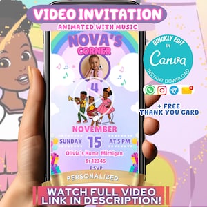 Gracie's Corner Invitation Template, Editable Animated Evite, Digital Birthday Video Invite, Bday Party For Girls, Canva Instant Download