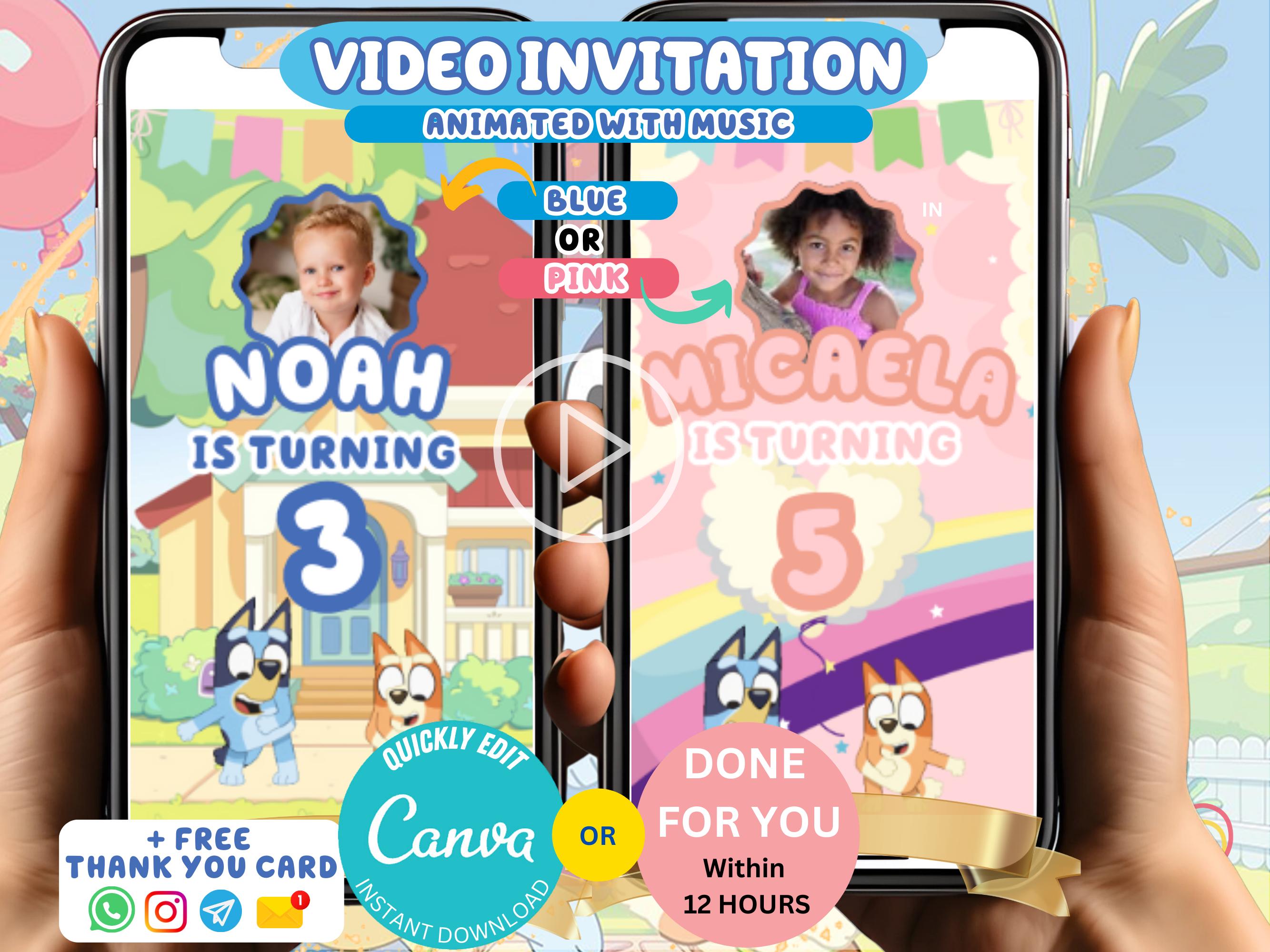 Blue Dog Video Invite - Boys/Girls