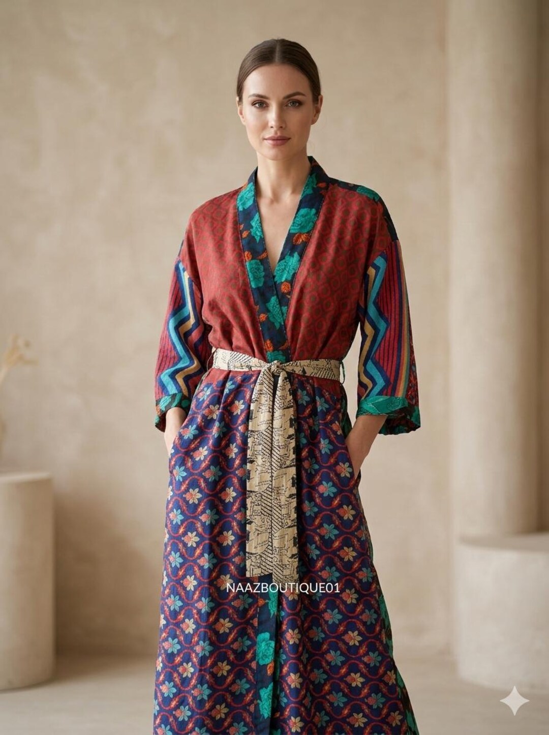 Upcycled Old Robe Vintage Silk Saree Kimono Robe, Upcycled Indian Silk Dressing Gown ...