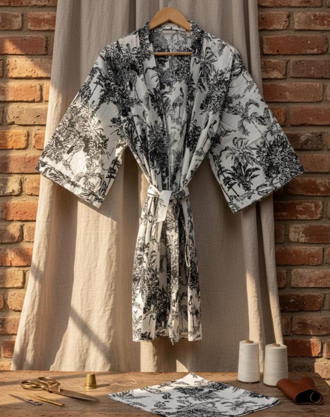 Indian Zebra Cotton Kimono Robe : Nightgown, Women Robes, Bridesmaids ...