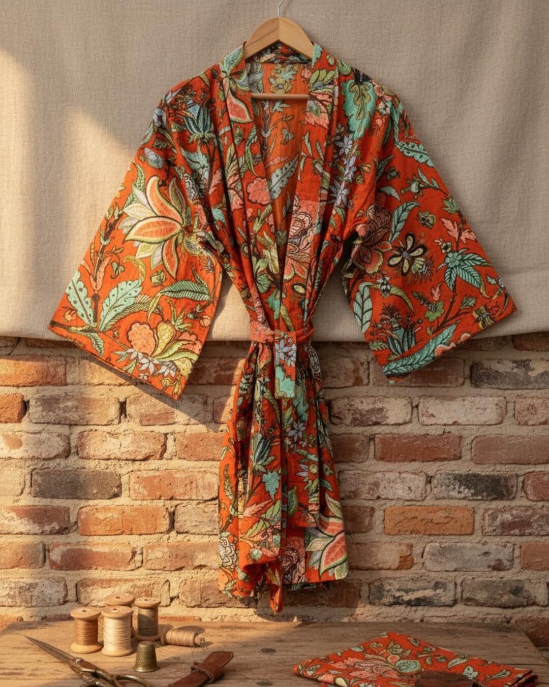 100 Percent Cotton Kimono Robes: Pastel Cotton Kimono, Bright Print ...