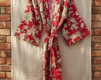 Indian pink animal kimono robe : Silky Robe, Silky Kimono, Kimono Robe Long, Satin Robe, Bridal Satin Robe, Silk, Vintage, Dress, Top, Japan