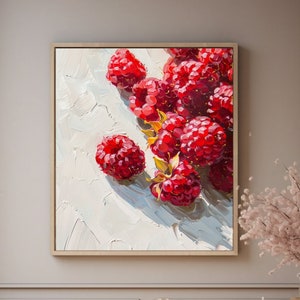 Raspberry Painting Digital Download | Printable Kitchen Art | Fruit ...