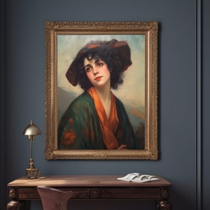 Dekadente Schönheit | Frauenportrait | Vintage Wandkunst | Viktorianische Kunst | Antikes Ölgemälde | Stimmungsvolles Wanddekor | Druckbar| Digital