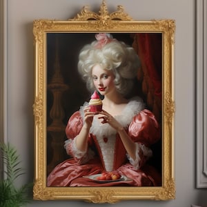 Baroque Woman with Cupcake Portrait: Maximalist Art Print (Digital Download)