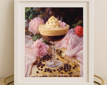Espresso Martini Art Print, Baroque Cocktail Wall Art, Luxury Coffee Still Life, Vintage Meets Modern Gallery Wall Decor