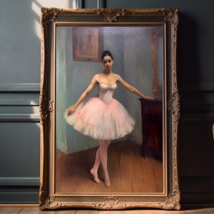 Delicate Ballerina Print | Ballet Dancer Wall Art | Vintage Artwork | Oil Painting | Moody Wall Decor | Printable Art | Digital Download