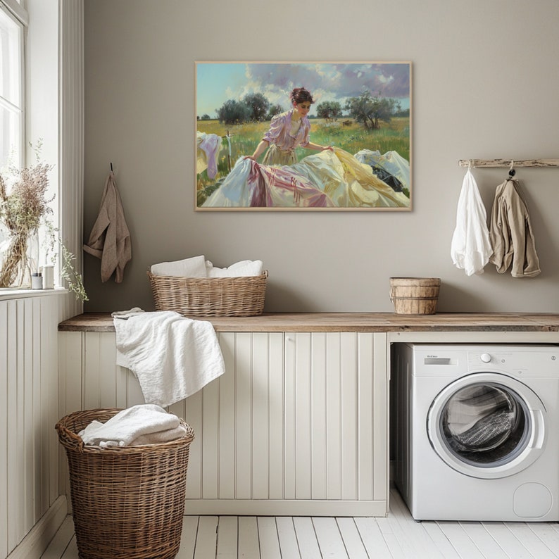 Vintage Laundry Day Art Print: Rustic Cottagecore Decor (digital ...